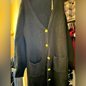 Long black button up cardigan